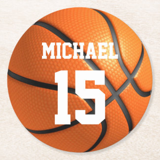 Dessous-de-verre Rond En Papier Basket-ball Votre nom