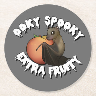 Dessous-de-verre Rond En Papier Bat Éffrayant Ooky