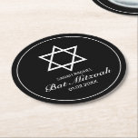 Dessous-de-verre Rond En Papier Bat mitzvah minimaliste blanc moderne<br><div class="desc">Dessous de verre personnalisés de célébration de bar ou de Bat mitzvah. Design moderne minimaliste design blanc et noir. D'autres articles sont disponibles dans ce style dans notre magasin. Vous pouvez modifier la conception plus loin, modifier la couleur arrière - plan, les polices et ajouter du texte en cliquant sur...</div>