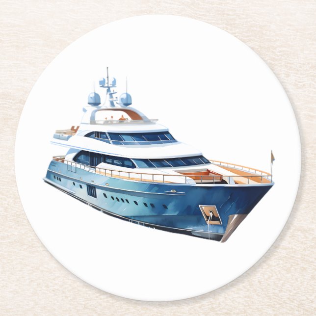 Dessous-de-verre Rond En Papier Bateau (Devant)