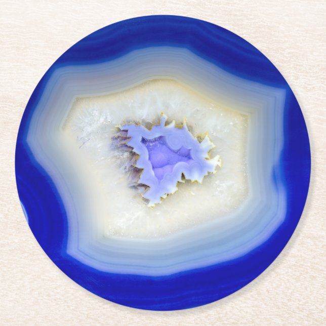 Dessous-de-verre Rond En Papier Beau Agate Bleu Boissons Dessous de verre (Devant)