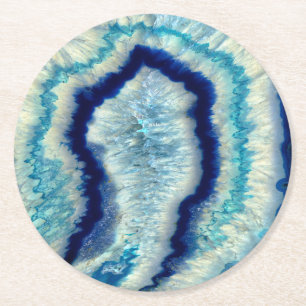 Dessous-de-verre Rond En Papier Beau Agate bleu et turquoise Boissons Dessous de v