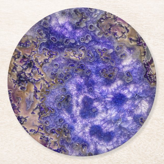 Dessous-de-verre Rond En Papier Beau Agate violet Boissons Dessous de verre (Devant)
