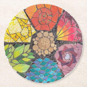 Dessous-de-verre Rond En Papier Beaux Dessous de verre avec Mosaïque colorée