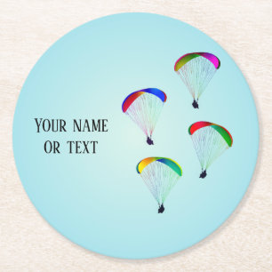 Dessous-de-verre Rond En Papier Beaux Parachutes - votre nom sur le parapente
