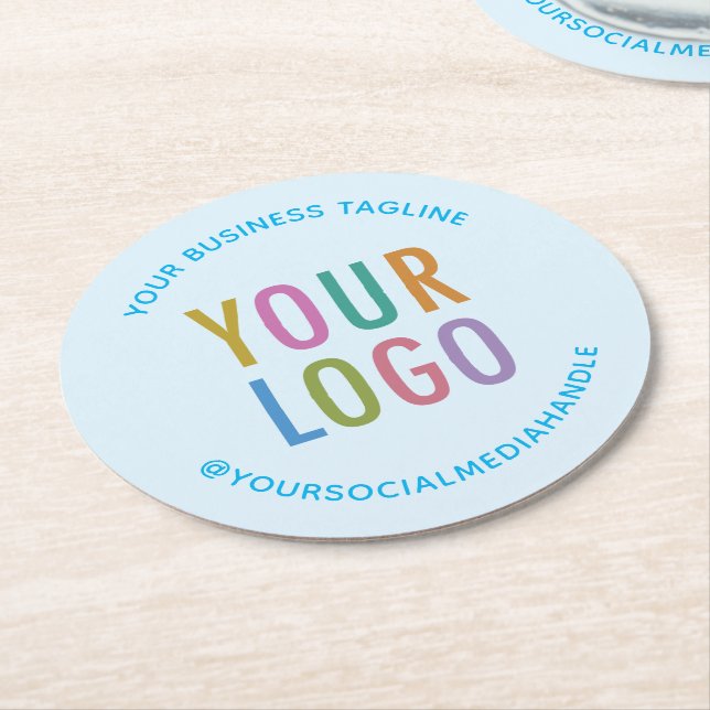 Dessous-de-verre Rond En Papier Bébé Bleu Dessous de verre papier personnalisé Log (Incliné)