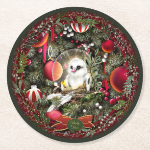 Dessous-de-verre Rond En Papier Bébé Colombe