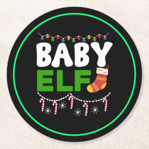 Dessous-de-verre Rond En Papier Bébé Elfe Noël Design Fêtes-84608