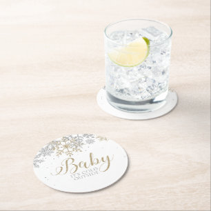 Dessous-de-verre Rond En Papier Bébé Il fait froid à l'extérieur du Baby shower d'