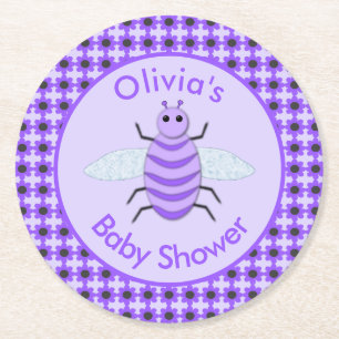 Dessous-de-verre Rond En Papier Bébé mou Bee Bee Baby shower neutre