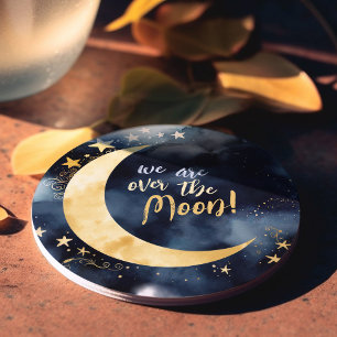 Dessous-de-verre Rond En Papier Bébé sous les étoiles Lune Céleste Shower Espace