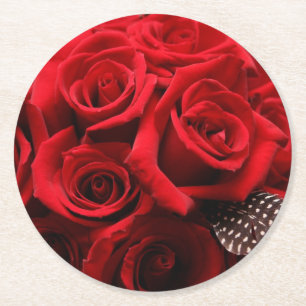 Dessous-de-verre Rond En Papier Belles Roses Rouges