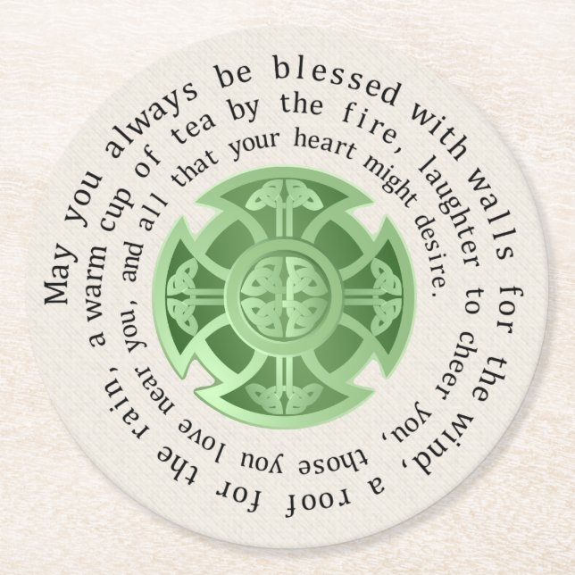 Dessous-de-verre Rond En Papier Bénédiction du jour de St Patrick (Devant)