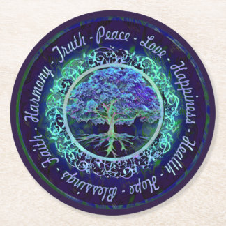 Dessous-de-verre Rond En Papier Bénédictions, Paix, Joie, Amour, Bonheur, Harmonie