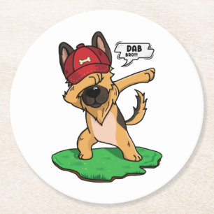 Dessous-de-verre Rond En Papier berger allemand Dabbing