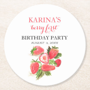 Dessous-de-verre Rond En Papier Berry 1er Anniversaire Fraise fraise été