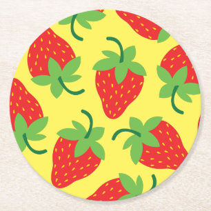 Dessous-de-verre Rond En Papier Berry 1er Anniversaire mignonne fraise colorée Mod