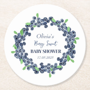Dessous-de-verre Rond En Papier Berry Sweet Baby shower Blueberry Baby Girl Boy