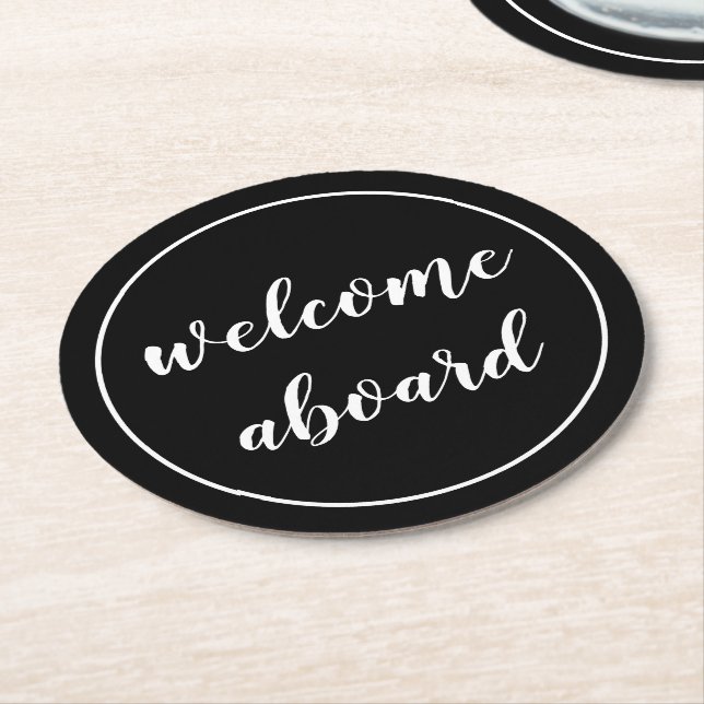 Dessous-de-verre Rond En Papier bienvenue à bord du script (Incliné)