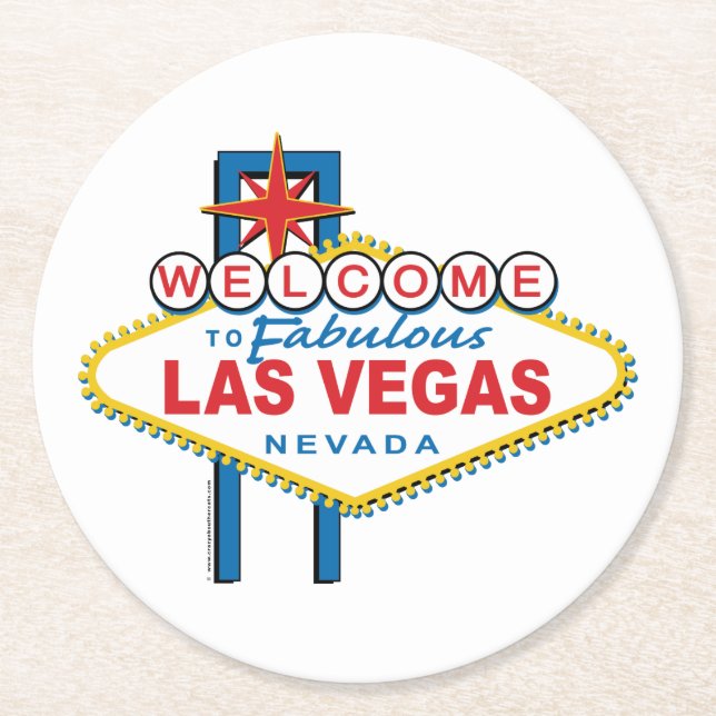 Dessous-de-verre Rond En Papier Bienvenue à Las Vegas (Devant)