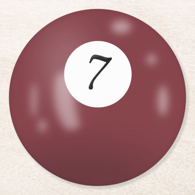 Dessous-de-verre Rond En Papier Billard 7 boules (Devant)