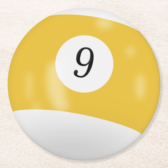 Dessous-de-verre Rond En Papier Billard 9 billes (Devant)