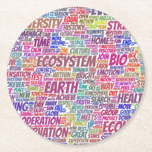 Dessous-de-verre Rond En Papier Bio Nuage de Mots Texte Modèle Biodiversité