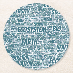 Dessous-de-verre Rond En Papier Bio Nuage de Mots Texte Modèle Biodiversité