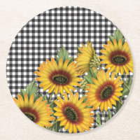 Bison noir et blanc Plaid Tournesols jaunes