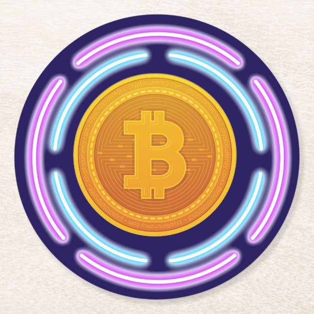 DESSOUS-DE-VERRE ROND EN PAPIER BITCOIN (Devant)