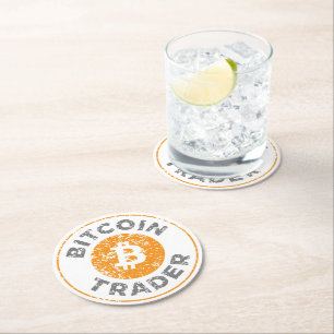 Dessous-de-verre Rond En Papier Bitcoin Trader Grunge Texte Cercle Plan