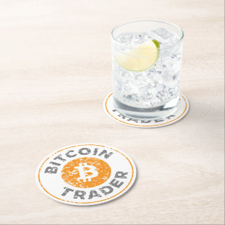Dessous-de-verre Rond En Papier Bitcoin Trader Grunge Texte Cercle Plan