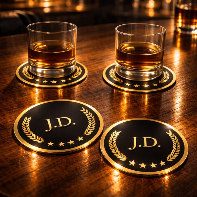 Dessous-de-verre Rond En Papier Black & Gold Casino – Enterrement de vie de garçon (Créateur téléchargé)