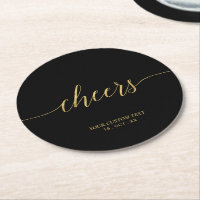 Black & Gold Modern Lettering Cheers Party