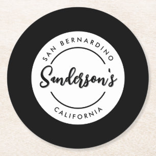 Dessous-de-verre Rond En Papier Black White City Ville Lieu Nom Endroit Cercle