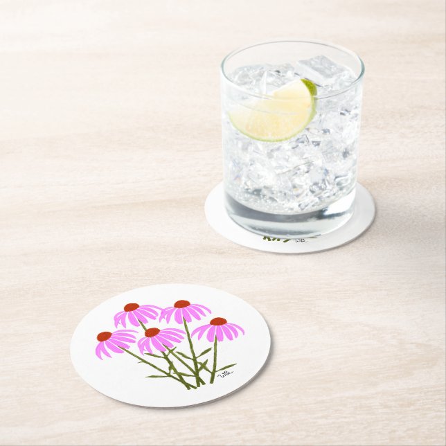 Dessous-de-verre Rond En Papier Bleuets pourpre (En situation)