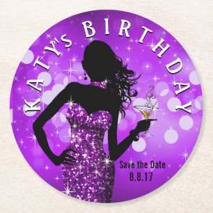 Dessous-de-verre Rond En Papier Bling Bombshell Sparkle Enregistrer la date   pour
