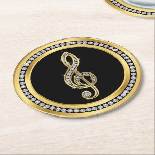 Dessous-de-verre Rond En Papier Bling Musical Note