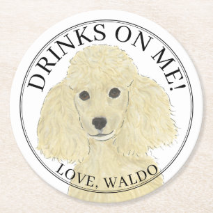 Dessous-de-verre Rond En Papier Blonde personnalisé Tan Golden Poodle Mariage de c