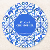 Blue Talavera espagnol tuiles monogramme mariage
