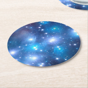 Dessous-de-verre Rond En Papier Blue Universe Stars + vos idées
