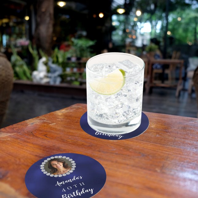 Dessous-de-verre Rond En Papier Blue white photo diamonds (Créateur téléchargé)