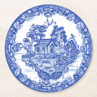Blue Willow Chat chanceux Koi Pond Chine Temple un