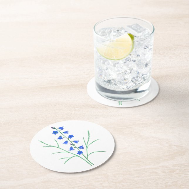 Dessous-de-verre Rond En Papier Bluebells Dessous de verre blanc rond (En situation)