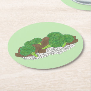 Dessous-de-verre Rond En Papier Boeuf et brocoli Aliments de prise de contrôle chi