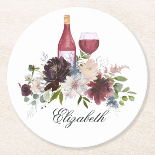 Dessous-de-verre Rond En Papier Boho Burgundy Blush Dusty Blue Wine