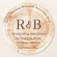 Bois Rustique Mariage Monogrammes noms Enregistrer