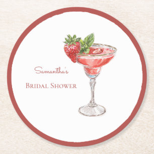 Dessous-de-verre Rond En Papier Boissons Cocktail Fraise Rouge Blanc Enterrement d
