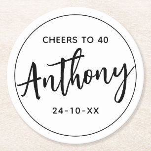 Dessous-de-verre Rond En Papier BOISSONS D'anniversaire MODERNES MINIMALES
