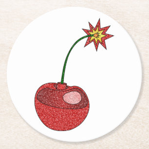 Dessous-de-verre Rond En Papier Bombe cerise parties scintillant